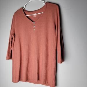 Pure Jill Hemp Cotton Tunic Top Medium Earthy Terracotta Boxy Fit Lightweight